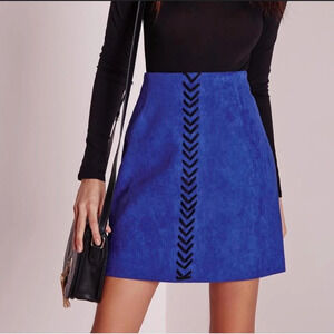 Misguided royal blue felt high waisted skirt
